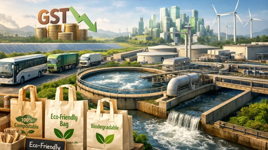 India Cuts GST on Effluent Treatment, Biodegradable Bags and Vehicles to Boost Green Transition